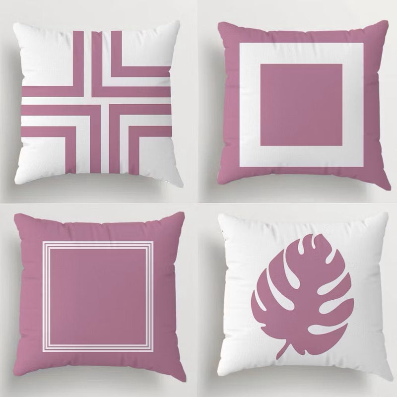 Kit Com 04 Capas Para Almofadas Decorativas Ideal Para Decoração de Quarto e Sala com Zíper