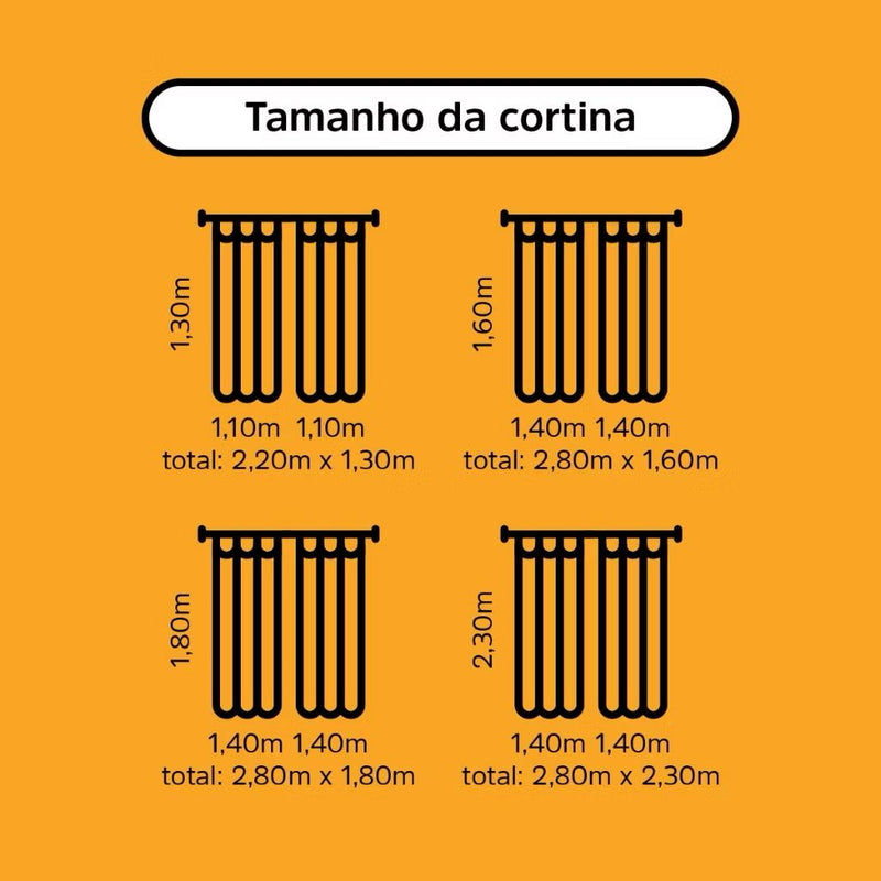 Cortina Blackout Para Quarto Sala Cozinha PVC Corta 100% Luz 2,80 Largura X 2,30 Altura Grande
