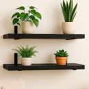 Kit com 2 prateleiras de madeira industrial com suporte invertido mão francesa - FRETE GRÁTIS!