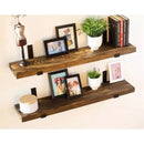 Kit com 2 prateleiras de madeira industrial com suporte invertido mão francesa - FRETE GRÁTIS!