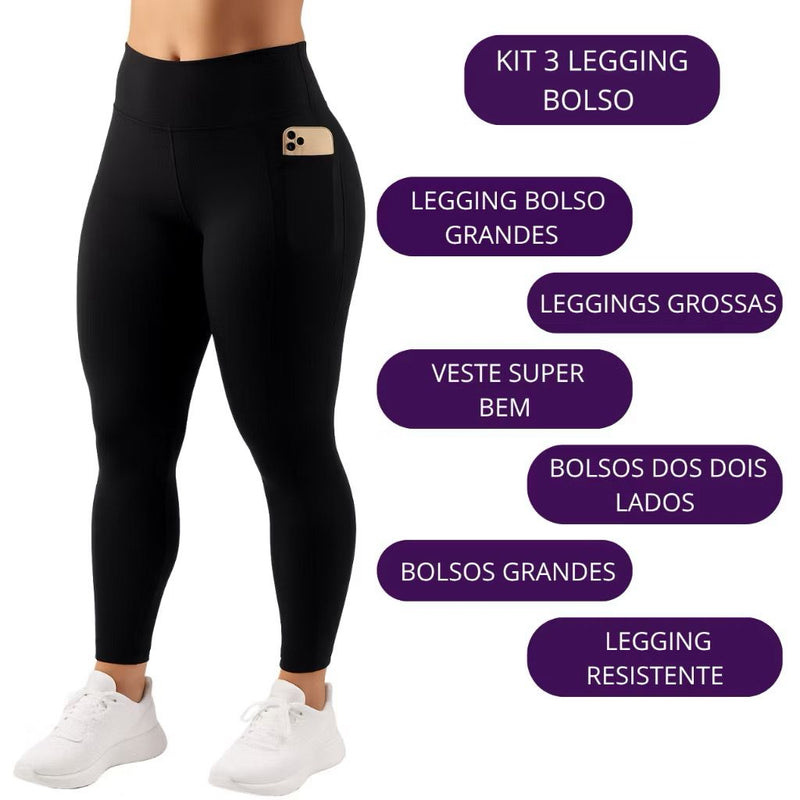 Calça Legging com Bolso lateral - FRETE GRÁTIS!