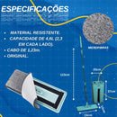 Mop Flat Com 2 Refis Com Cabo Extensivel Inox Com Balde 6 litros