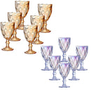 Jogo de 6 Taças de Vidro Diamond Transparente Ambar Furta Cor Verde Azul Fume Bico De Jaca 300ml