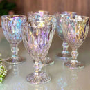 Jogo de 6 Taças de Vidro Diamond Transparente Ambar Furta Cor Verde Azul Fume Bico De Jaca 300ml