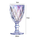 Jogo de 6 Taças de Vidro Diamond Transparente Ambar Furta Cor Verde Azul Fume Bico De Jaca 300ml