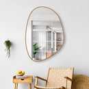 Espelho Orgânico 60x40 Couro + Suporte Banheiro / Sala / Quarto