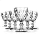 Jogo de 6 Taças de Vidro Diamond Transparente Ambar Furta Cor Verde Azul Fume Bico De Jaca 300ml