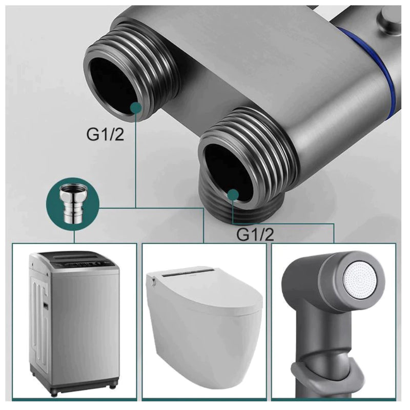 Chuveirinho Kit Banheiro Ducha Higiênica Com Registro Torneira Dupla em Aço Inox 304 Para Banheiro Lavabo Aço