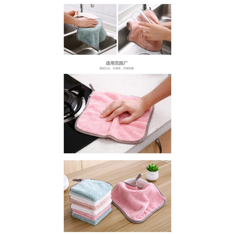10 pcs Toalhas de Prato Macias Reutilizáveis Absorventes para Uso Doméstico com Limpeza de Velo de Coral