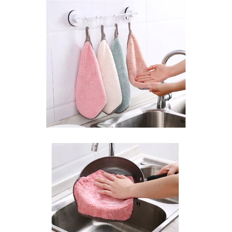 10 pcs Toalhas de Prato Macias Reutilizáveis Absorventes para Uso Doméstico com Limpeza de Velo de Coral