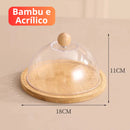 Jogo Café da Manhã e Tarde Bambu Itens de Cozinha Jarra Chaleira Pote de Vidro Porta Frios Boleira