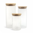 Jogo Café da Manhã e Tarde Bambu Itens de Cozinha Jarra Chaleira Pote de Vidro Porta Frios Boleira