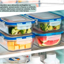 Kit 10 Pote de Vidro Hermético Retangular 4 Travas Marmita Fit Microondas Mantimentos