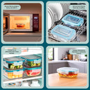 Kit 10 Pote de Vidro Hermético Retangular 4 Travas Marmita Fit Microondas Mantimentos