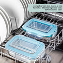 Kit 10 Pote de Vidro Hermético Retangular 4 Travas Marmita Fit Microondas Mantimentos