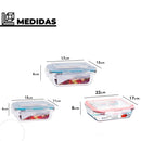 Kit 10 Pote de Vidro Hermético Retangular 4 Travas Marmita Fit Microondas Mantimentos