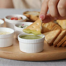 Petisqueira Redonda Para Frios Queijo C/ Molheira Ramekin e Garfinhos Inox Cabo Madeira P/ Petiscos