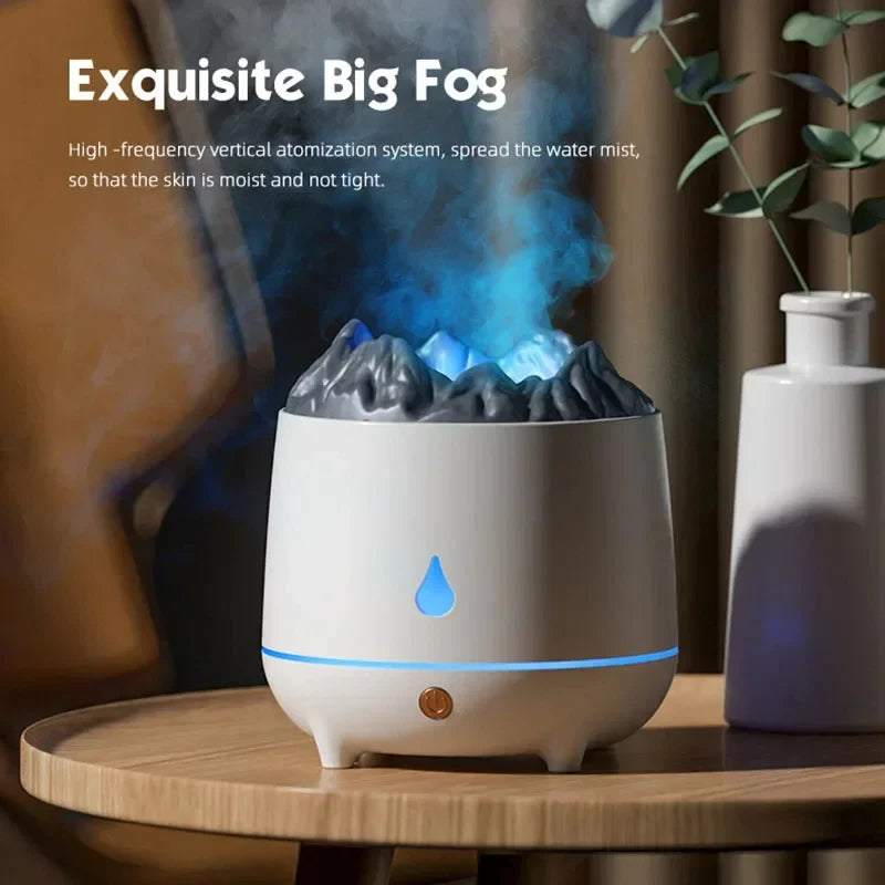 Umidificador de Ar Vulcão com Luz de Chama e Aromaterapia 400ml