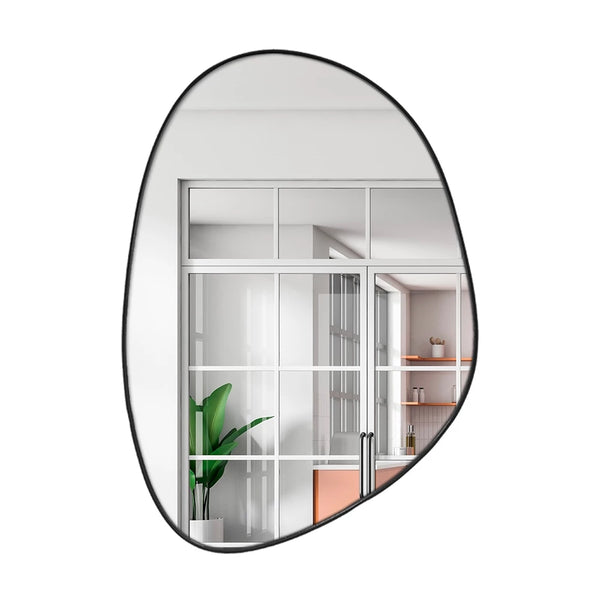 Espelho Orgânico 60x40 Couro + Suporte Banheiro / Sala / Quarto
