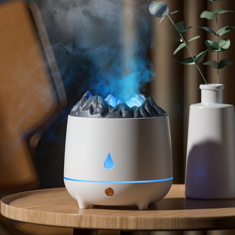 Umidificador de Ar Vulcão com Luz de Chama e Aromaterapia 400ml