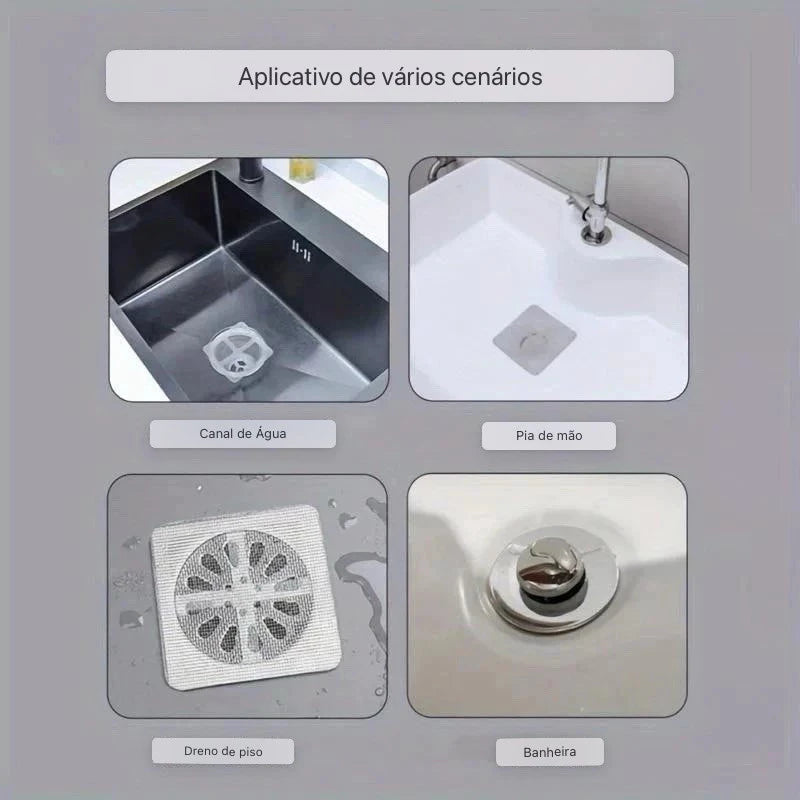Kit 10 Protetor De Ralo Banheiro Cozinha Tela Adesivo