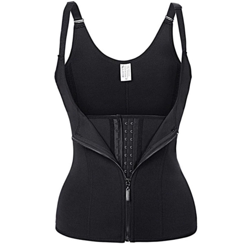 Cinta Modeladora Feminina com Zíper - Cintura Dupla de Compressão Ajustável para Redução Abdominal e Suporte com Alça
