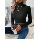 KIt 2 Blusas Feminina Cacharrel Tricot Básica Suéter Tricot Gola Alta Manga Longa