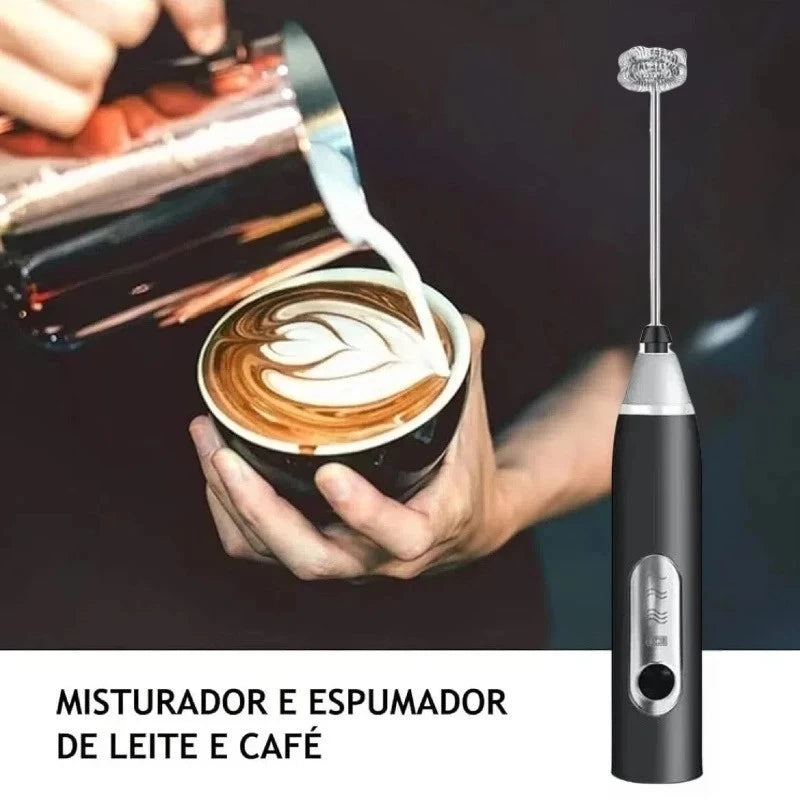 Batedor Misturador Mixer Elétrico para Bebidas Leite Café Clara de Ovos 2 EM 1 Facilida Vida