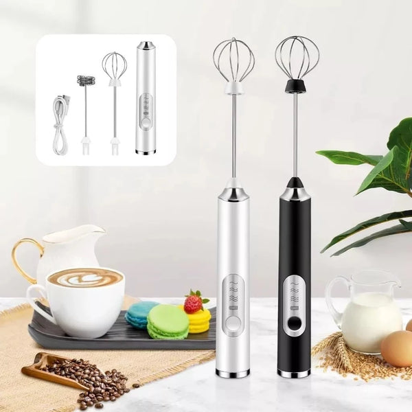 Batedor Misturador Mixer Elétrico para Bebidas Leite Café Clara de Ovos 2 EM 1 Facilida Vida